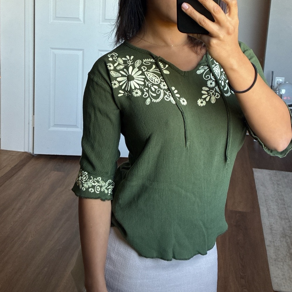 Green Boho Women’s blouse